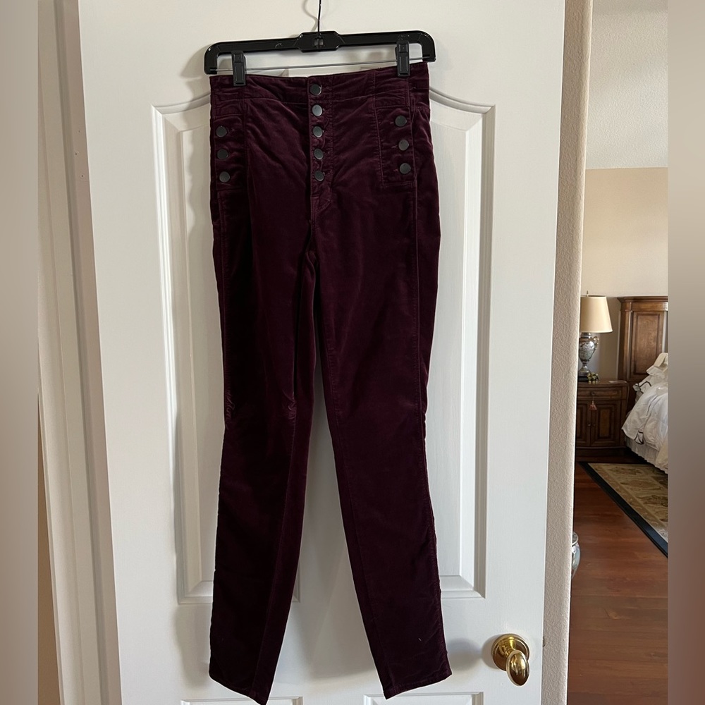 J Brand  Velvet burgundy high rise skinny jeans size 25